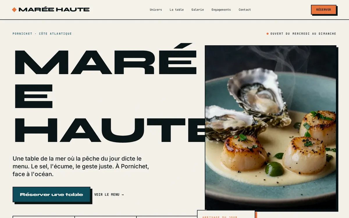 Aperçu du site MARÉE HAUTE — Brutalisme audacieux