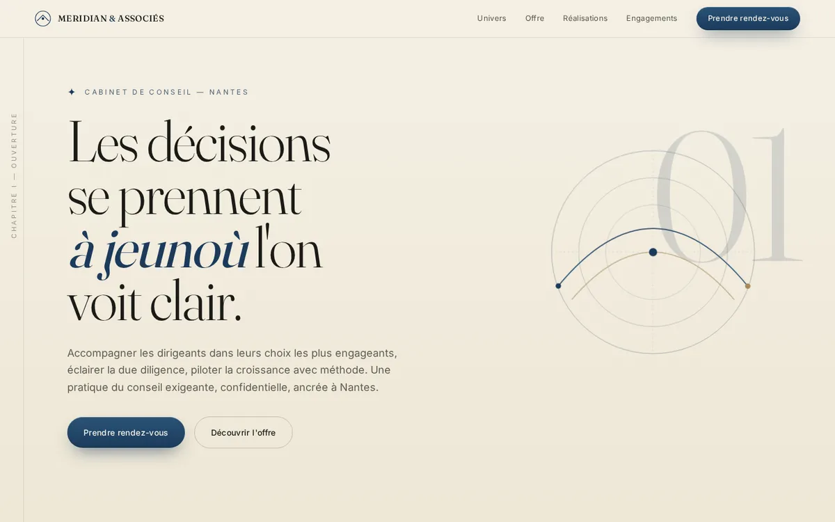 Aperçu du site MERIDIAN & ASSOCIÉS — Éditorial corporate