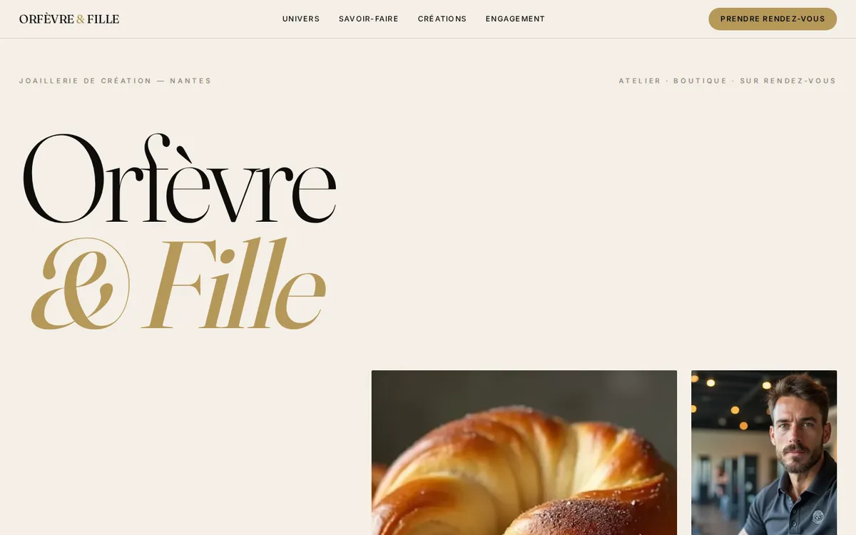 Aperçu du site ORFÈVRE & FILLE — Type-driven audacieux